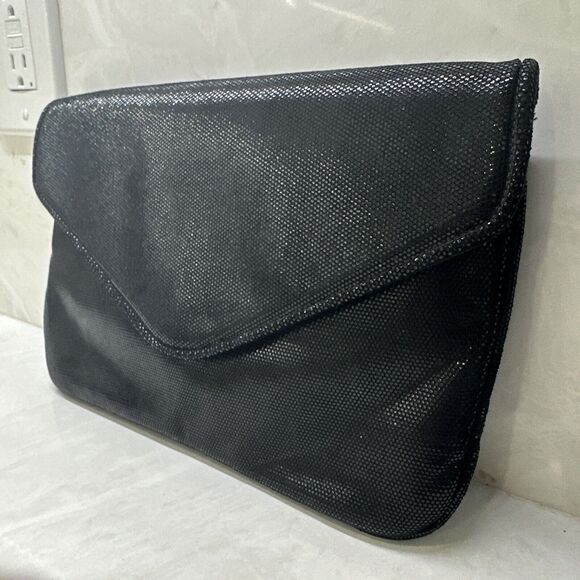 VINTAGE Frenchy of California Black Evening Envelope Clutch Sparkly Shiny - Picture 3 of 14